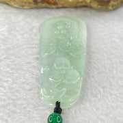 Type A Semi Icy Green Jadeite Flowers Pendent 18.53g 58.4 by 24.3 by 5.2mm - Huangs Jadeite and Jewelry Pte Ltd