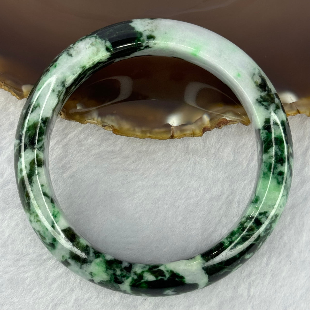 Type A Light Lavender with Old Mine Spicy to Dark Green Piao Hua Jadeite Bangle 72.00g Internal Diameter 56.6mm 14.8 by 9.5mm (Slight Internal Lines) - Huangs Jadeite and Jewelry Pte Ltd