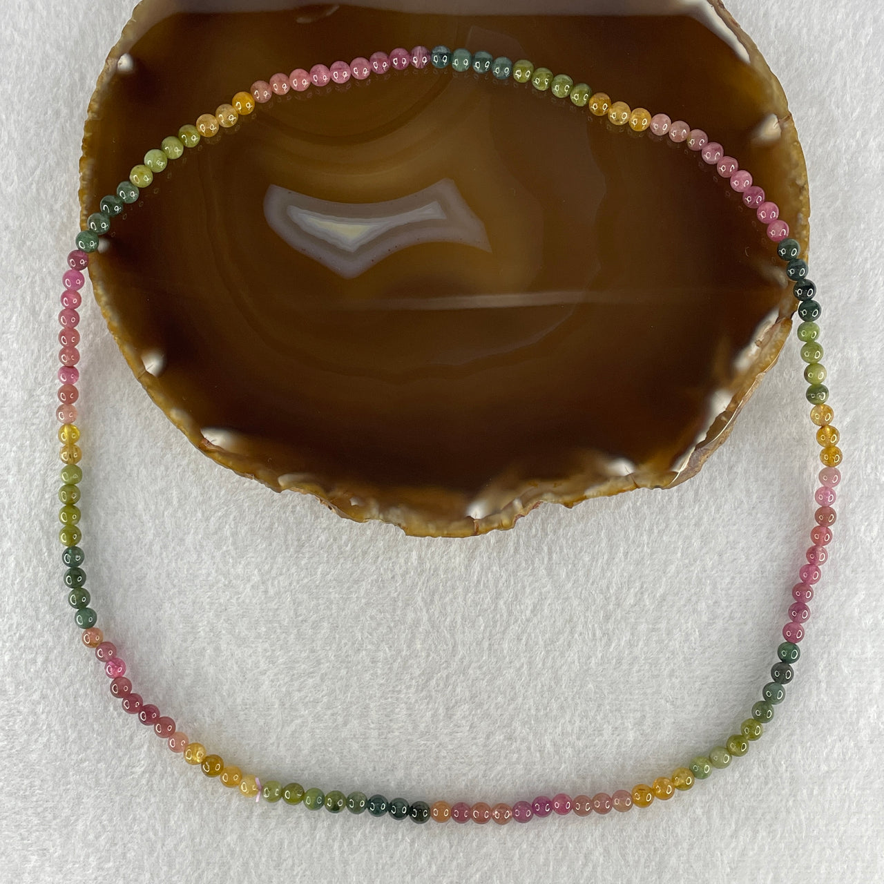 Natural Rainbow Tourmaline Beads Necklace 18.71g 52cm 4.8mm 120 Beads