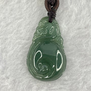 Type A Blueish Green Jadeite Dragon Ruyi Pendent 6.46g 25.1 by 16.2 by 7.2mm - Huangs Jadeite and Jewelry Pte Ltd