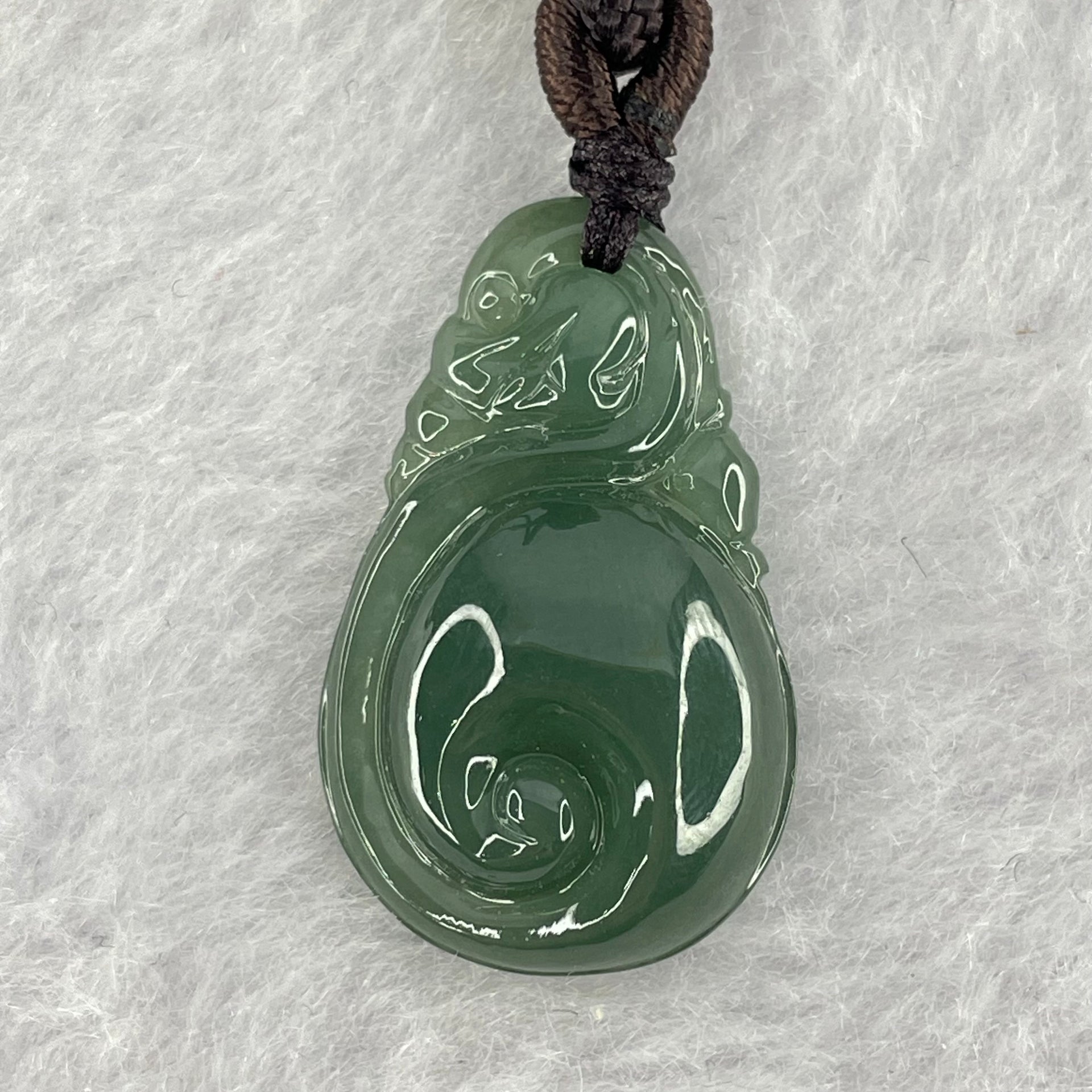 Type A Blueish Green Jadeite Dragon Ruyi Pendent 6.46g 25.1 by 16.2 by 7.2mm - Huangs Jadeite and Jewelry Pte Ltd