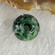 Natural Type A Lao Keng Old Mine Green with Light Green Jadeite Flora Carving Bead Charm 1.91g 12.5mm - Huangs Jadeite and Jewelry Pte Ltd