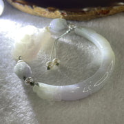 Natural Type A Lavender with Faint Green Jadeite Bamboo with Lotus Flower and Dragon Bracelet 34.11g 17cm 7.9 by 8.6mm - Bamboo 33.2 by 19.1 by 11.8mm - Huangs Jadeite and Jewelry Pte Ltd