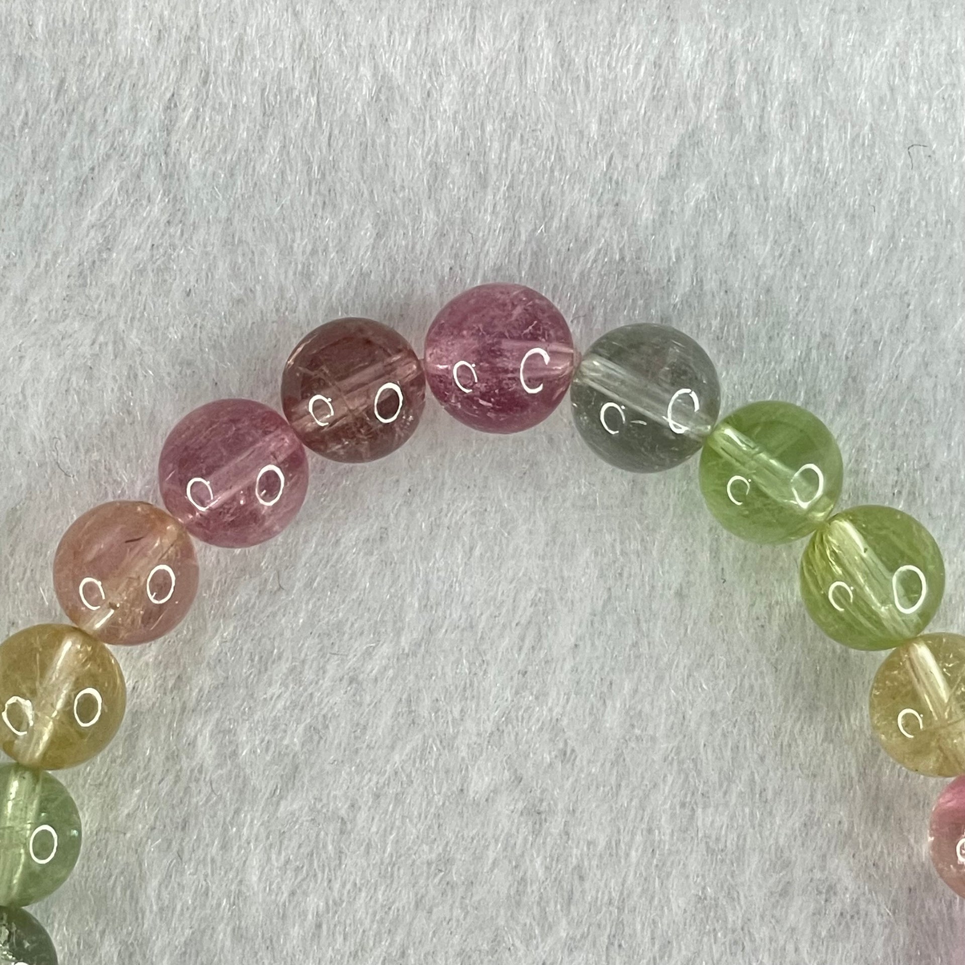 Good Grade Natural Elbaite Tourmaline Beads Bracelet 16.74g 15cm 7.8mm 24 Beads - Huangs Jadeite and Jewelry Pte Ltd