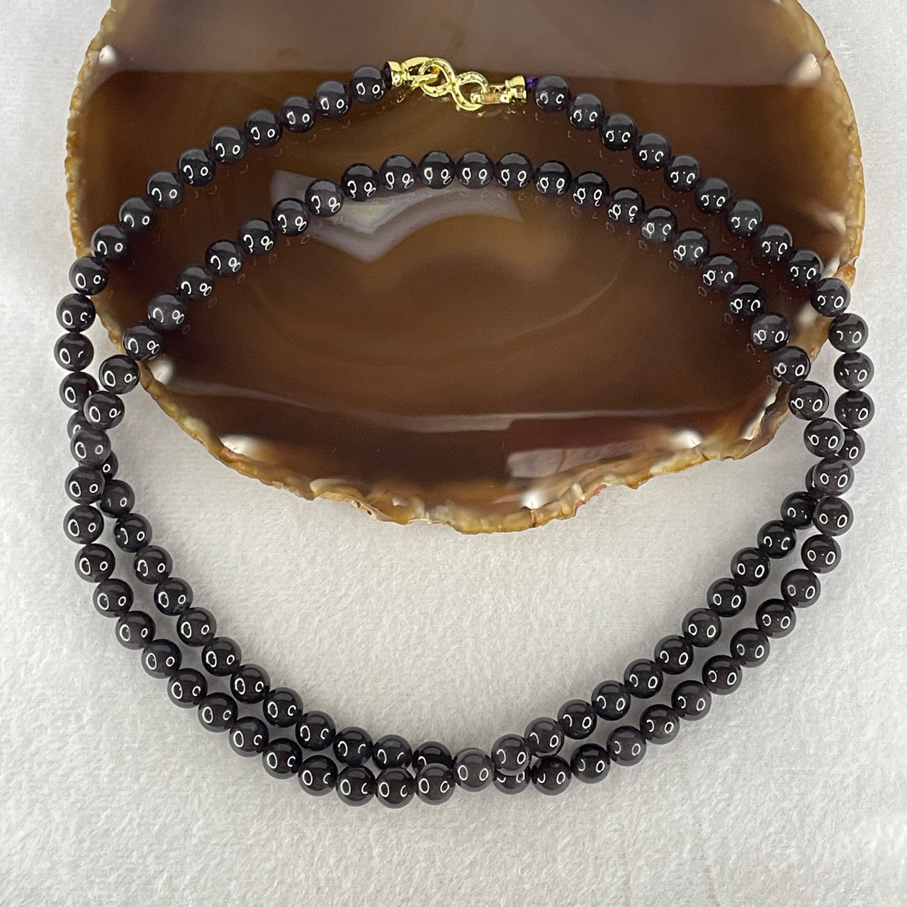 Certified Natural Nephrite Necklace 78.00g - 7.8mm x 108 Beads - 84cm Length - Dark Purplish Grey Grade A Untreated Nephrite Jade Jewelry