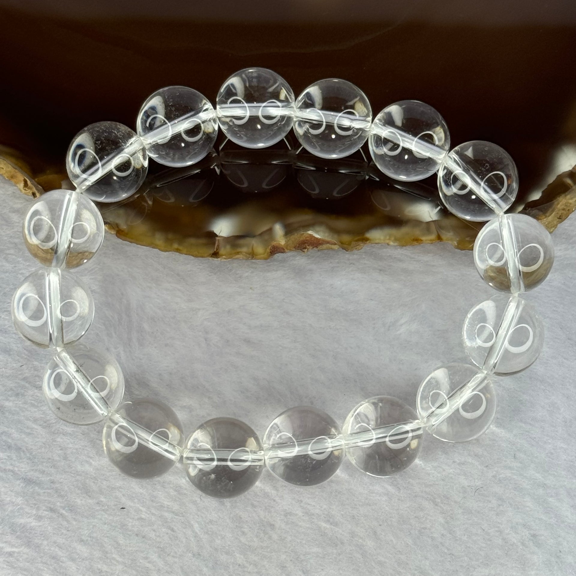 Natural Clear Quartz Beads Bracelet 天然白水晶手链 46.13g 17.5cm 12.9mm 16 Beads - Huangs Jadeite and Jewelry Pte Ltd
