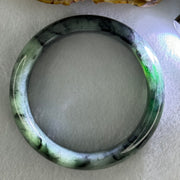 Type A Green and Black to Dark Green Piao Hua Jadeite Bangle Internal Diameter 58.2mm 73.13g 15.0 by 8.9mm (Internal Lines) - Huangs Jadeite and Jewelry Pte Ltd
