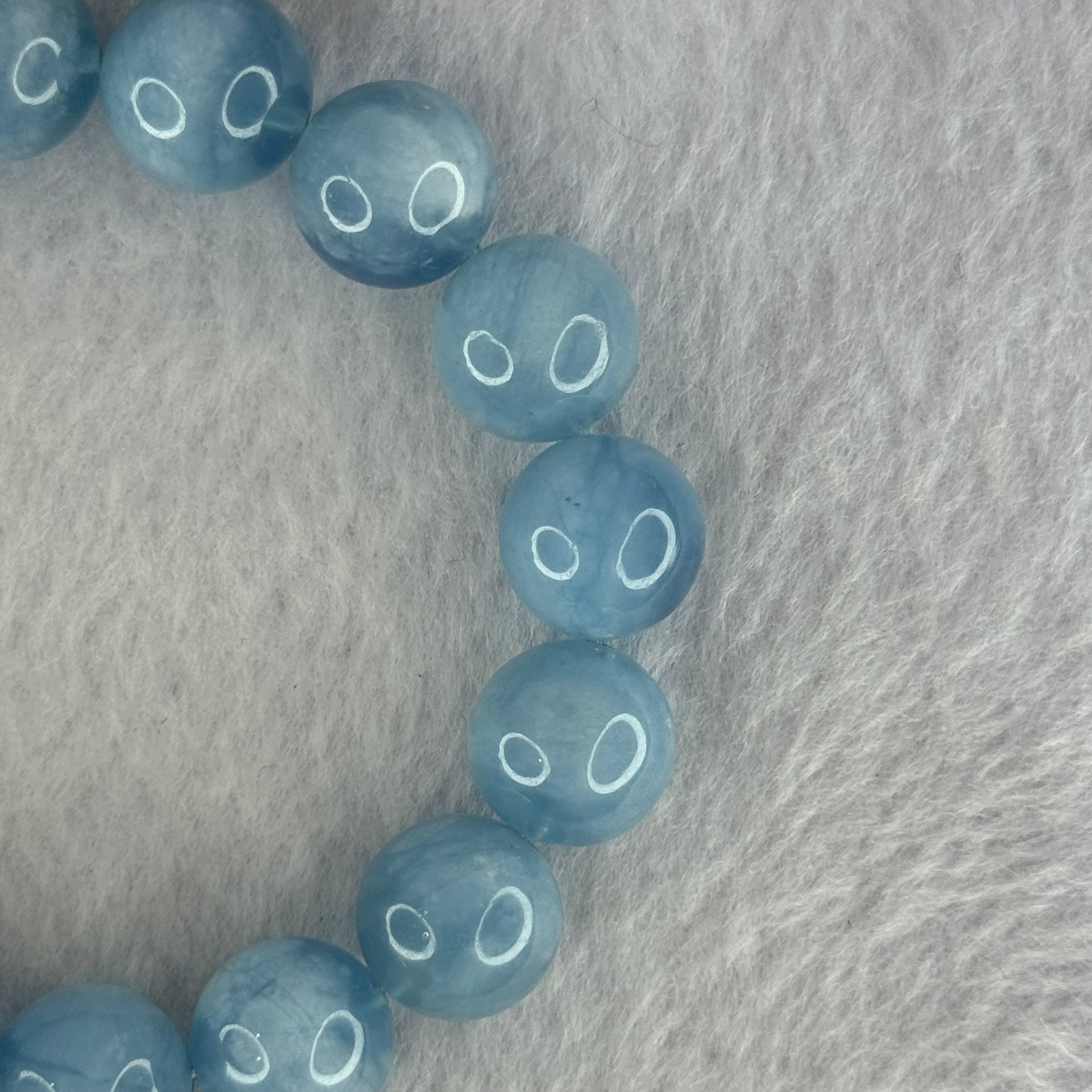Natural Aquamarine Beads Bracelet 42.45g 18cm 13.2mm 16 Beads - Huangs Jadeite and Jewelry Pte Ltd