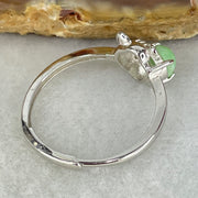 Type A Apple Green Cabochon Jadeite in S925 Sliver Rat Ring (Adjustable Size) 1.50g 4.3 by 3.0mm - Huangs Jadeite and Jewelry Pte Ltd