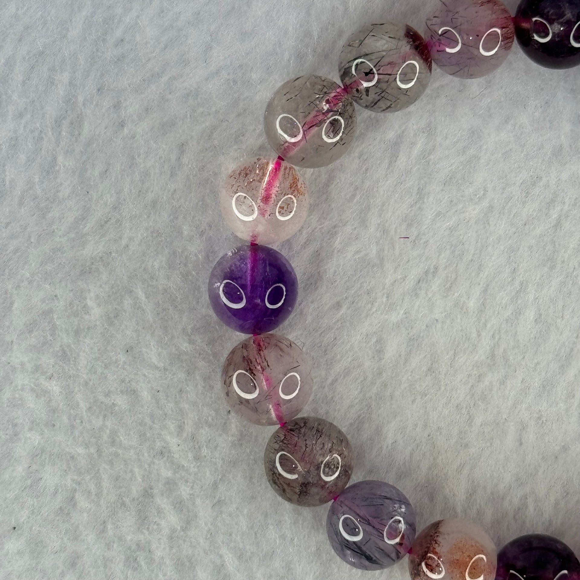 Natural Super 7 Beads Bracelet 25.69g 16.5cm 10.0mm 20 Beads - Huangs Jadeite and Jewelry Pte Ltd