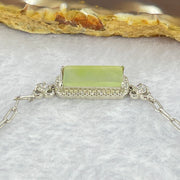Type A Icy Green Jadeite Mini Rectangle Wu Shi Pai with Crystals in S925 Sliver Bracelet 4.18g 14.8 by 7.0 by 1.6mm - Huangs Jadeite and Jewelry Pte Ltd