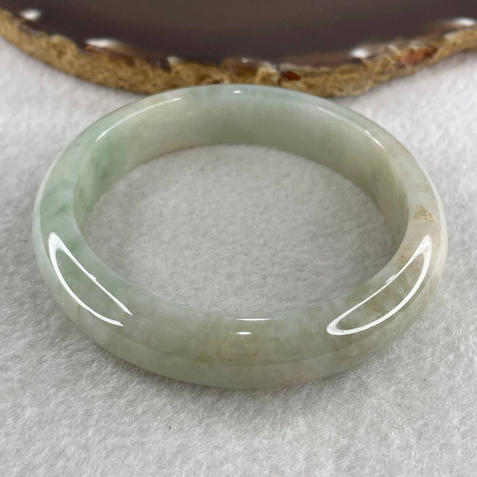 Type A Green with Red Patches Jade Jadeite Bangle 59.78g inner Dia 59.5mm 13.7 by 7.9mm (Slight External Rough) - Huangs Jadeite and Jewelry Pte Ltd