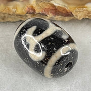 Natural Powerful Tibetan Old Oily Black White Agate Green Tara Dzi Bead Heavenly Master (Tian Zhu) 绿度母天珠 4.70g 17.3 by 13.2mm - Huangs Jadeite and Jewelry Pte Ltd