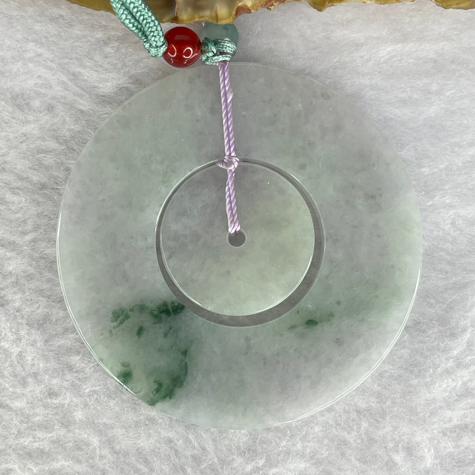 Type A Lavender Green Yellow Jadeite Double Ping An Kou Donut 29.08g 54.1 by 3.5mm - Huangs Jadeite and Jewelry Pte Ltd