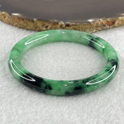 Certified Natural Type A Apple Green with Dark Green Piao Hua Jadeite Bangle 40.90g Internal Diameter 57.4mm 9.0 by 8.8mm (Very Very Slight External Rough) - Huangs Jadeite and Jewelry Pte Ltd