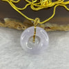 Type A Semi Icy Lavender Jadeite Ping An Kou Donut 平安扣 in 18k Gold Setting 3.29g 17.2 by 16.9 by 6.2mm with 925 Silver Necklace - Huangs Jadeite and Jewelry Pte Ltd