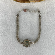 Type A Icy Blueish Green 7.9 by 3.5mm and Green Jadeite Cabochons With Crystals in S925 Sliver Bracelet 4.94g - Huangs Jadeite and Jewelry Pte Ltd