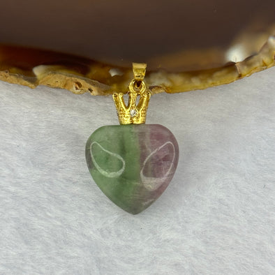 Natural Fluorite Heart Pendant 6.46g 20.5 by 19.8 by 9.8mm - Huangs Jadeite and Jewelry Pte Ltd