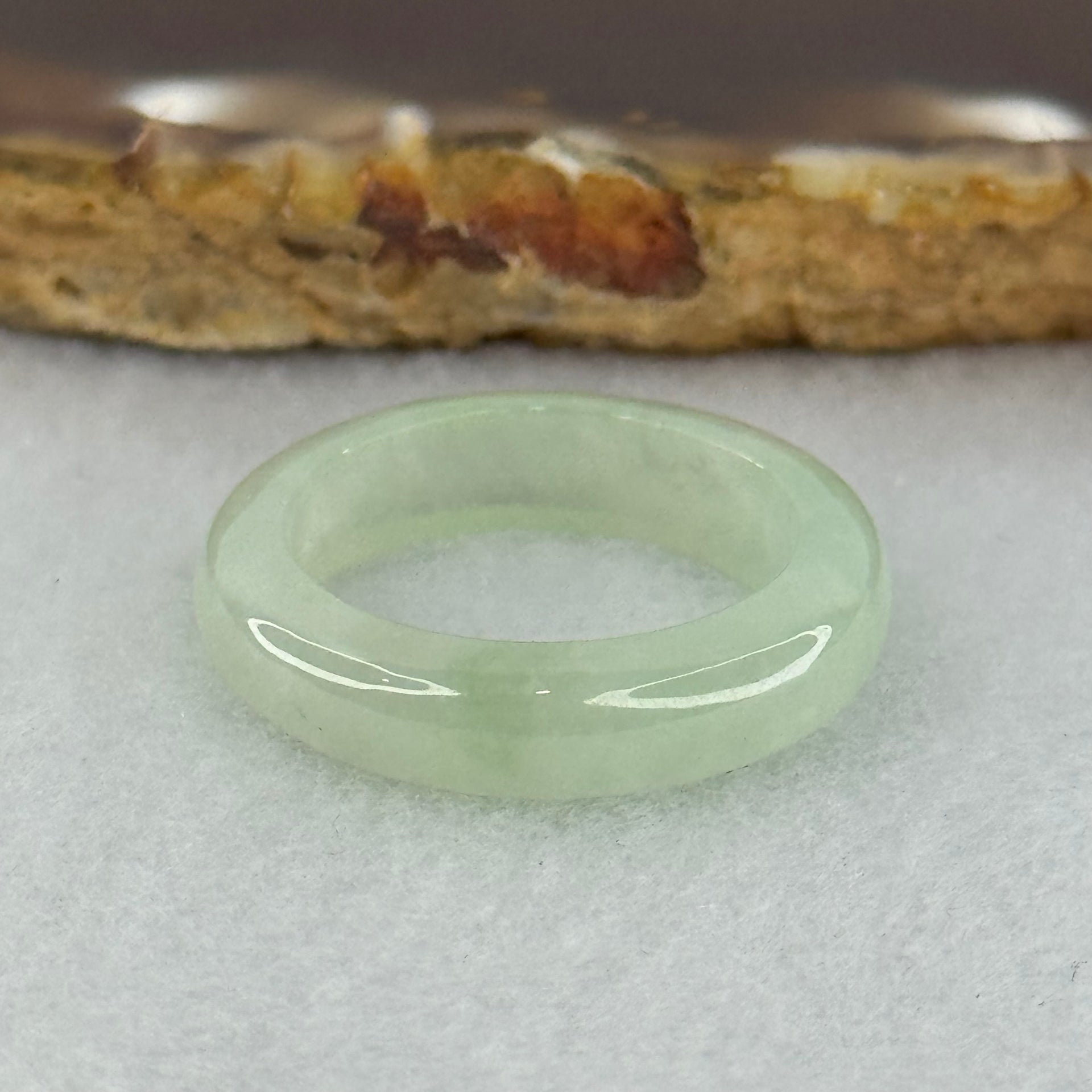 Type A Icy Light Green Jadeite Ring 3.35g 5.4 by 3.5mm US7.8 HK17.5 (Close to Perfect) - Huangs Jadeite and Jewelry Pte Ltd
