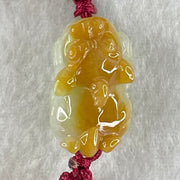 Type A Faint Green with Yellow Jadeite Male Pixiu String Bracelet 7.53g 23.5 by 13.2 by 13.8mm - Huangs Jadeite and Jewelry Pte Ltd