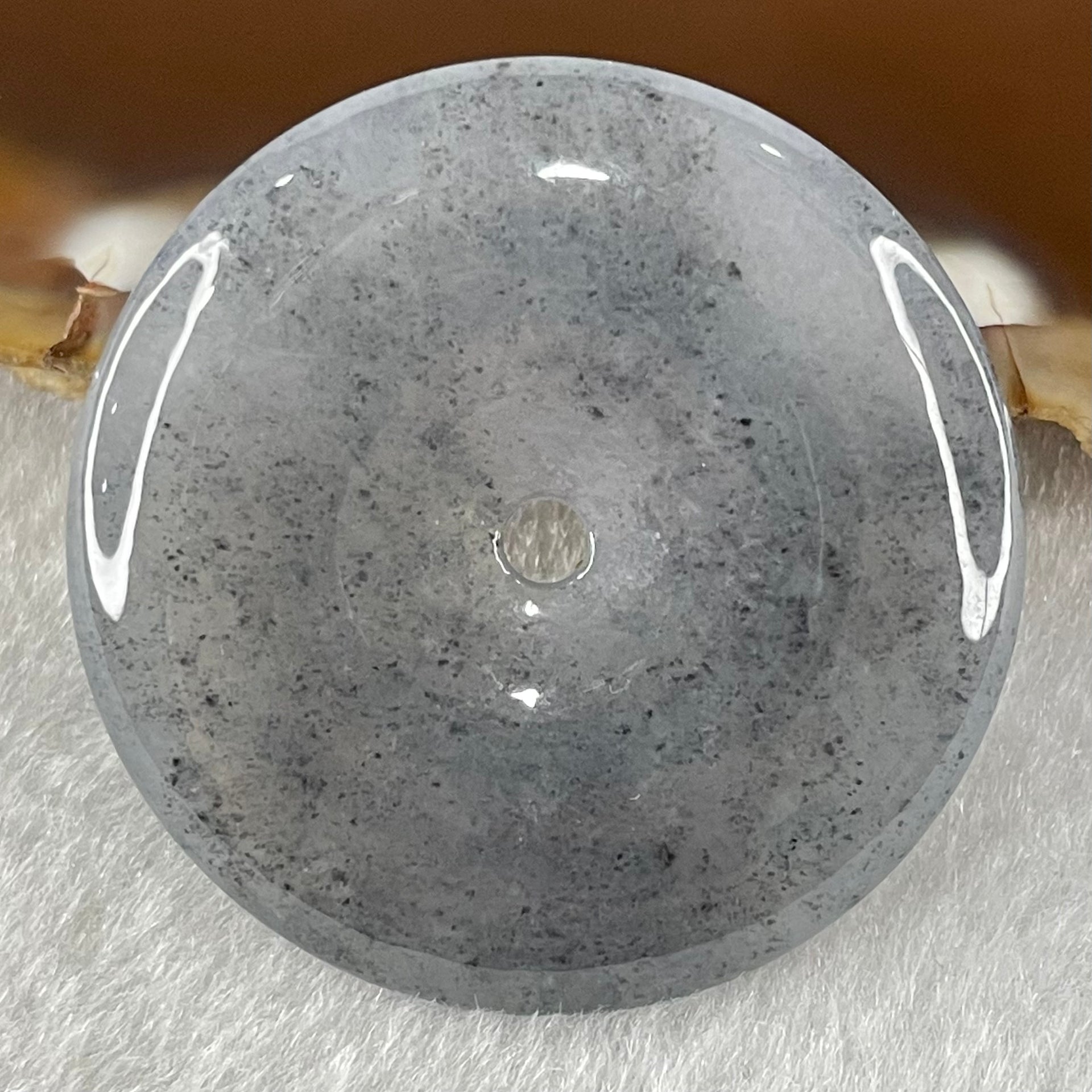 Type A Semi Icy Wuji Grey with Lavender Jadeite Ping An Kou Pendant 13.82g 35.3 by 5.4mm - Huangs Jadeite and Jewelry Pte Ltd