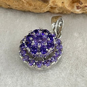 Natural Purple Cubic Zirconia in S925 Sliver Spinning Pendant 2.51g 4.0 by 1.5mm - Huangs Jadeite and Jewelry Pte Ltd