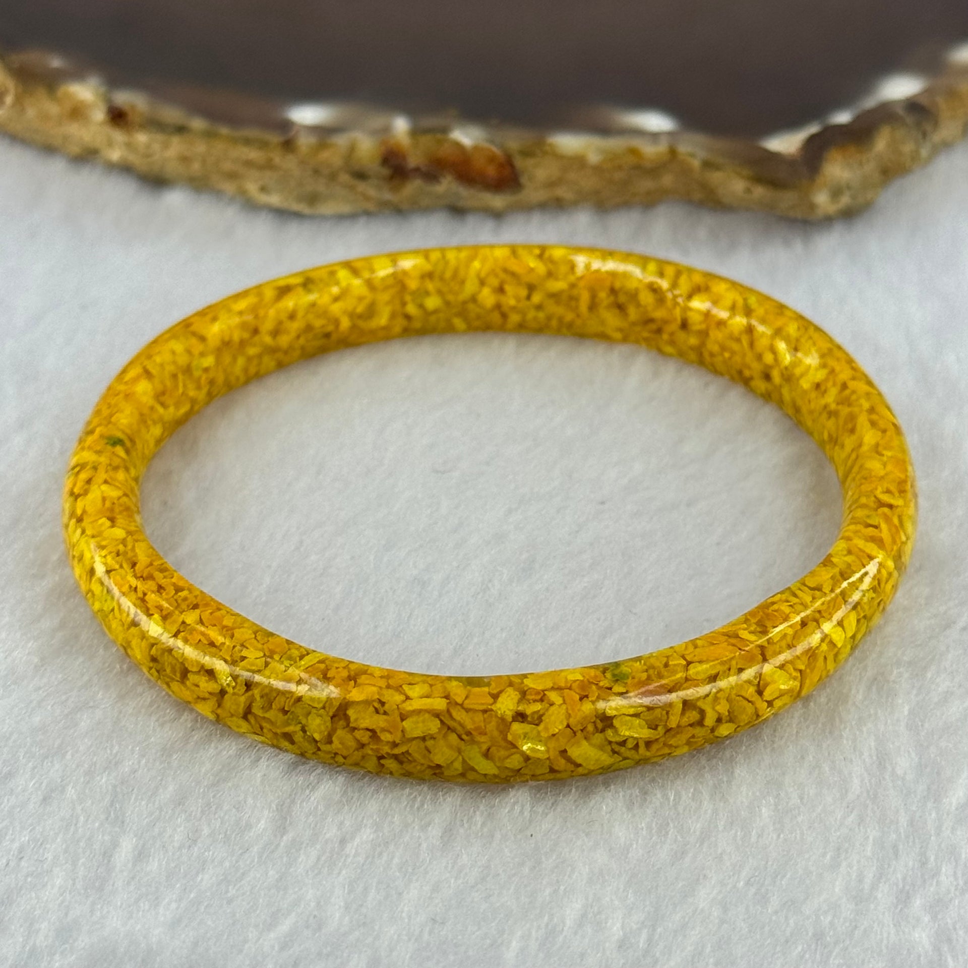 Natural Yellow Cinnabar Bangle 20.30g Internal Diameter 57.7mm  9.9 by 6.3mm - Huangs Jadeite and Jewelry Pte Ltd