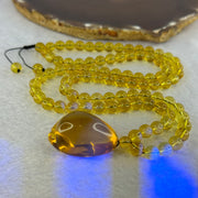Natural Yellow Amber Foot Pendent 32.5 by 24.2 by 19.5mm with Yellow Amber Beads Necklace 6.9mm 104 Beads Total 22.56g - Huangs Jadeite and Jewelry Pte Ltd