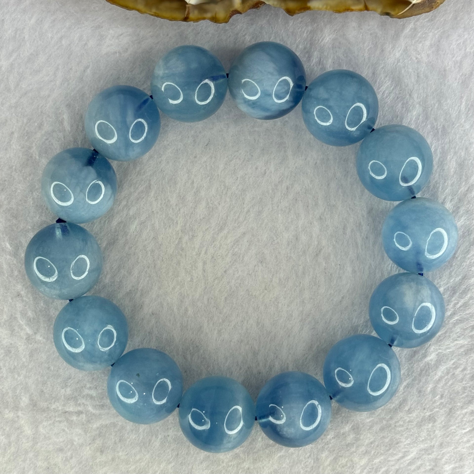 Natural Aquamarine Beads Bracelet 75.20g 19cm 15.8mm 14 Beads - Huangs Jadeite and Jewelry Pte Ltd