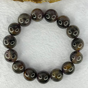 Natural Black Auralite 23 Bracelet 天然黑激光23手链 62.75g 19cm 14.8mm 15 Beads - Huangs Jadeite and Jewelry Pte Ltd