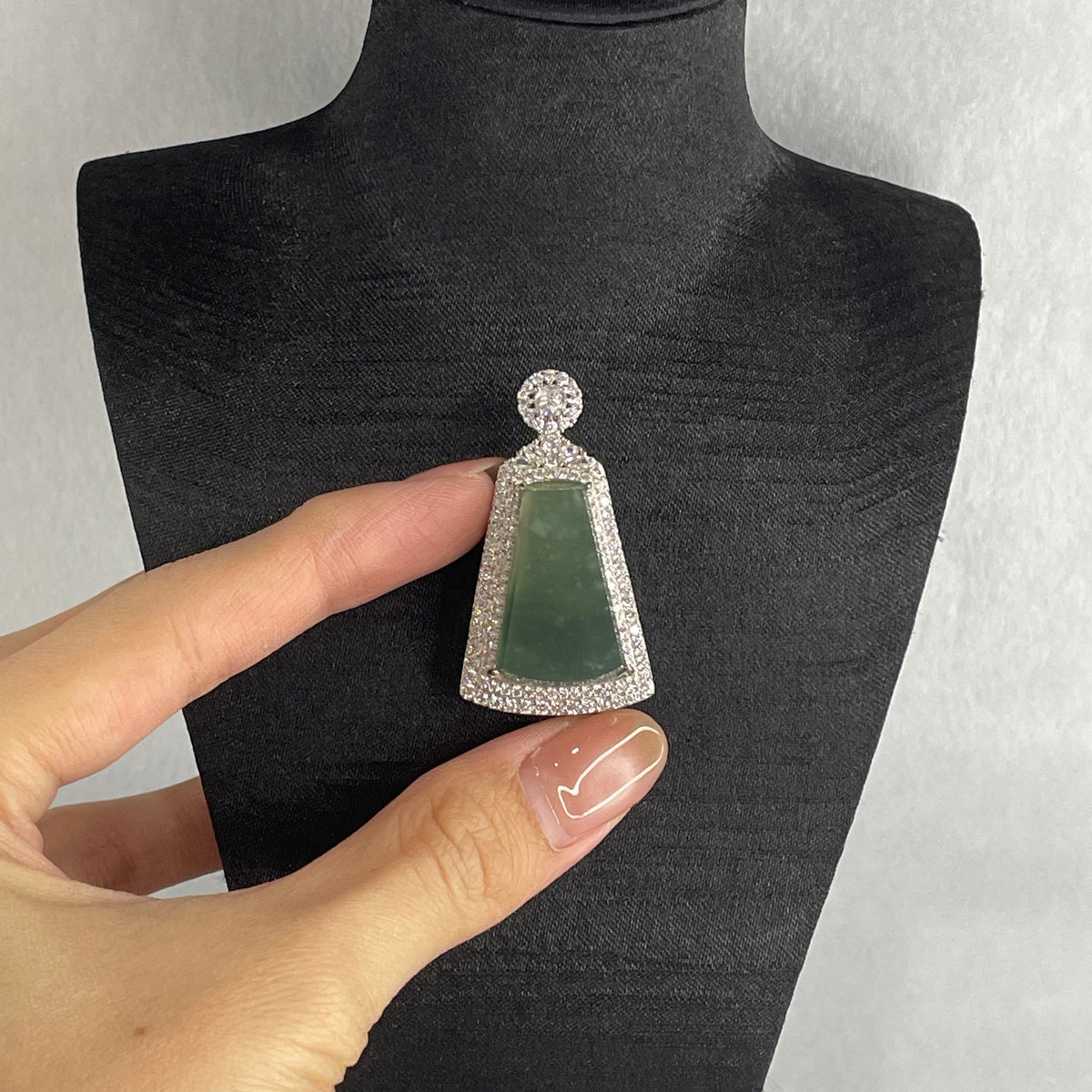 Natural Type A Blueish Green Jadeite Wushipai Pendant in S925 Silver | (13.60g | 24.8 x 15.5 x 3.5mm | Unobstructed Peace & Supreme Protection Anchor, Feng Shui Harmony & Executive Calm Pendant) - Huangs Jadeite and Jewelry Pte Ltd