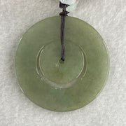 Natural Type A Green with Brownish Jadeite Double Ping An Kou Donut Pendant 20.64g 44.9 by 3.4mm - Huangs Jadeite and Jewelry Pte Ltd