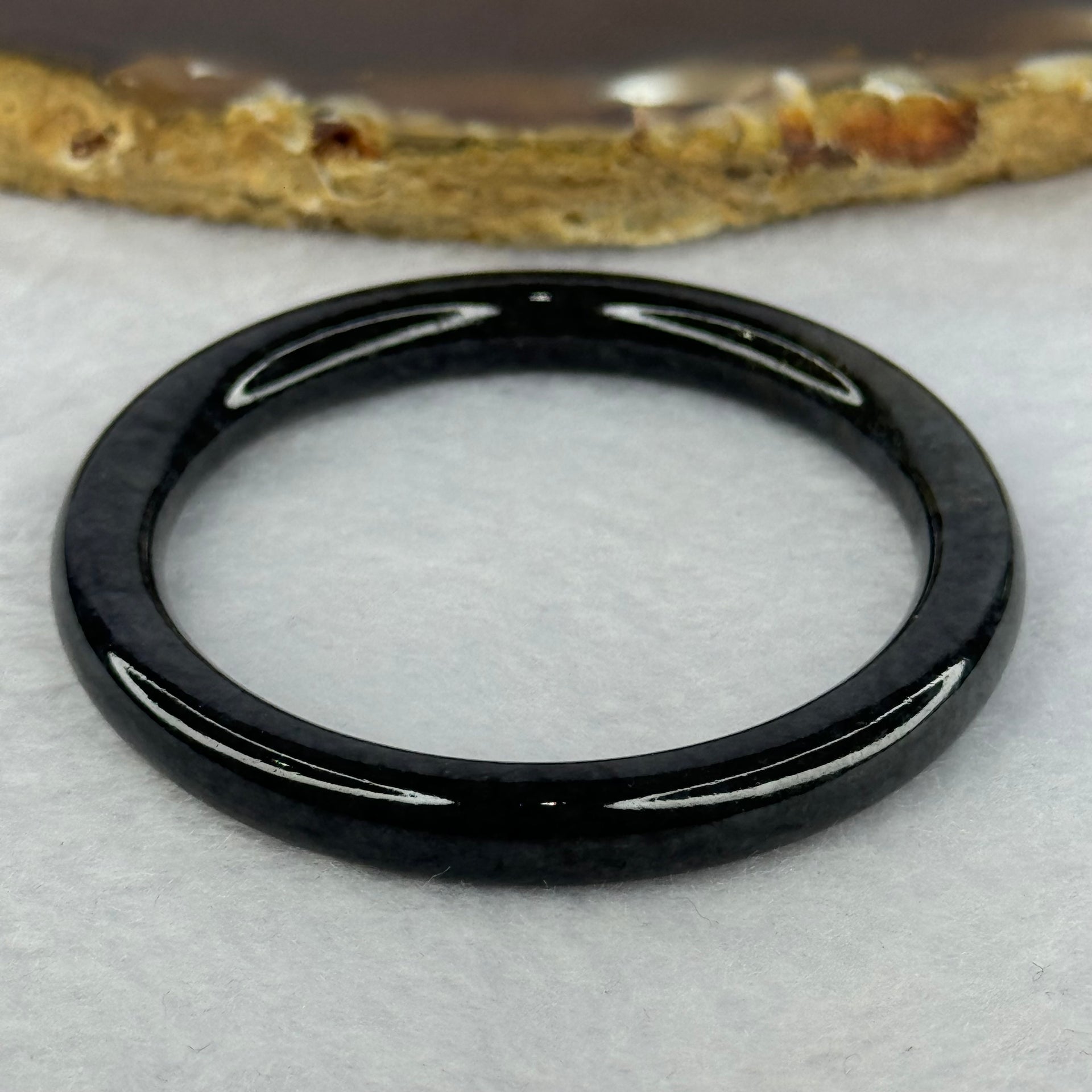 Type A Black Grey Wuji Jadeite Baby Bangle 14.30g Internal Diameter 40.7mm 6.3 by 6.4mm - Huangs Jadeite and Jewelry Pte Ltd