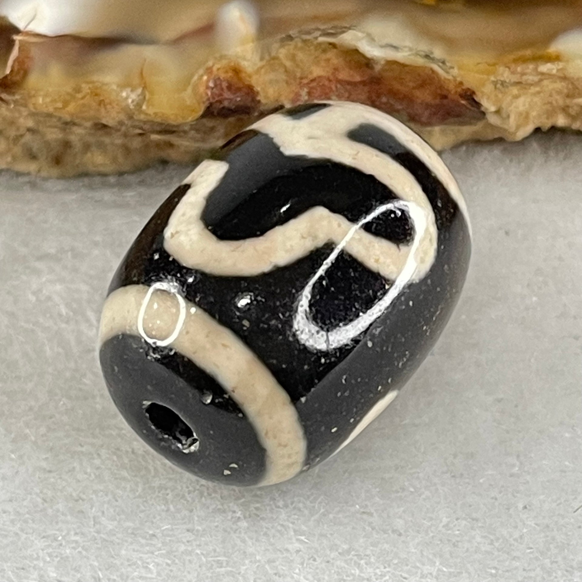 Natural Powerful Tibetan Old Oily Agate Double Bodhi Tree Dzi Bead Heavenly Master (Tian Zhu) 菩提树天珠 4.76g 17.7 by 13.4mm - Huangs Jadeite and Jewelry Pte Ltd