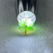 18K Yellow Gold Type A Natural Apple Green Jadeite Four Leaf Clover for Career Progression 4 pieces each 6.8 by 8.1 by 3.0mm Pendant 2.74g - Huangs Jadeite and Jewelry Pte Ltd