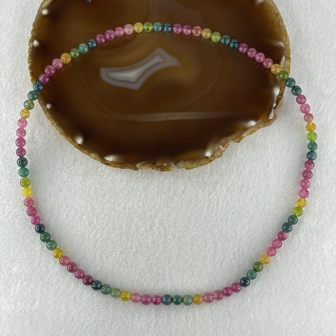 Good Grade Natural Intense Rainbow Tourmaline Crystal Beads Necklace 32.54g 52cm 6.3mm 90 Beads