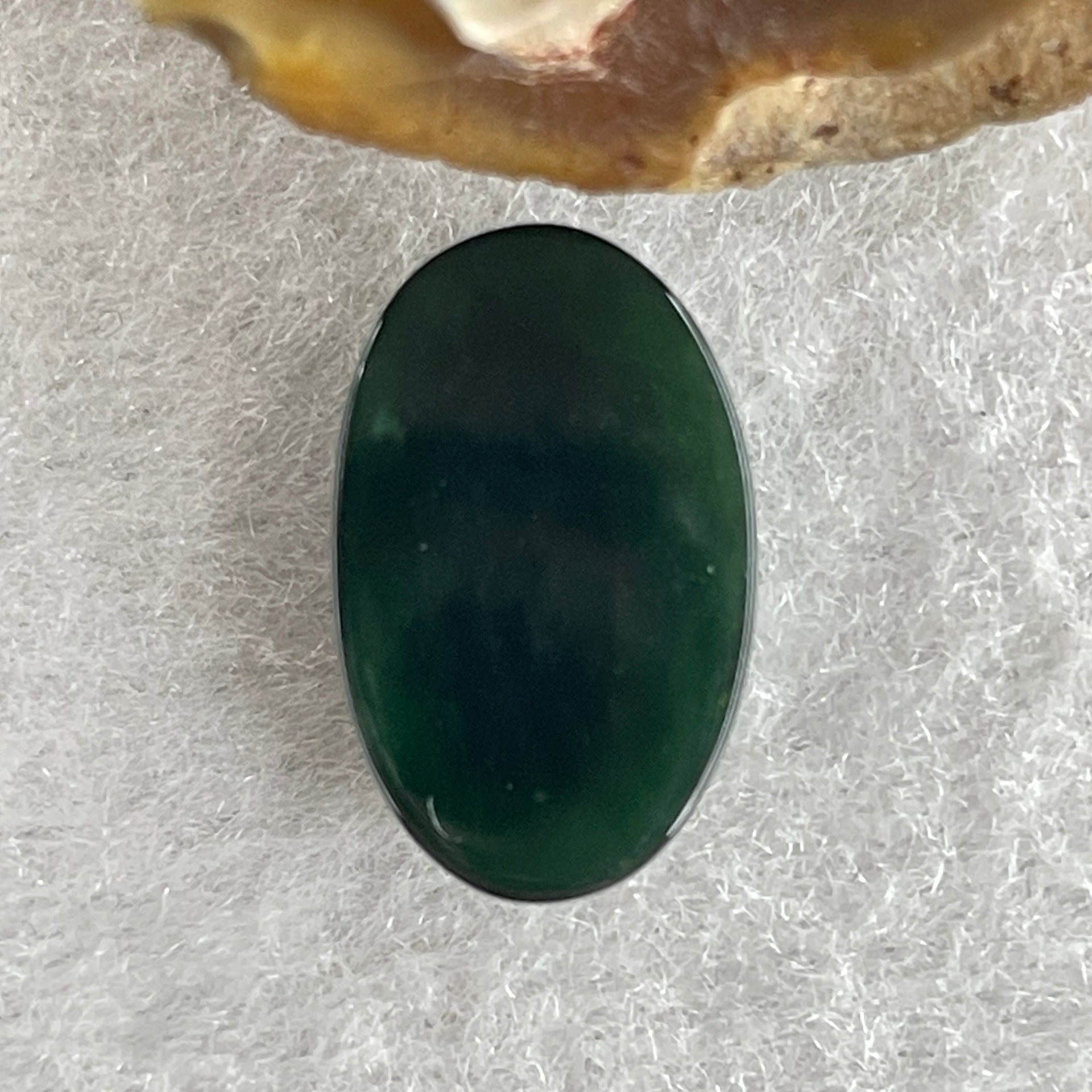 Type A Translucent Black Omphacite Jadeite Round Cabouchon Stone For Setting 1.54g 15.5 by 9.8 by 5.0mm - Huangs Jadeite and Jewelry Pte Ltd