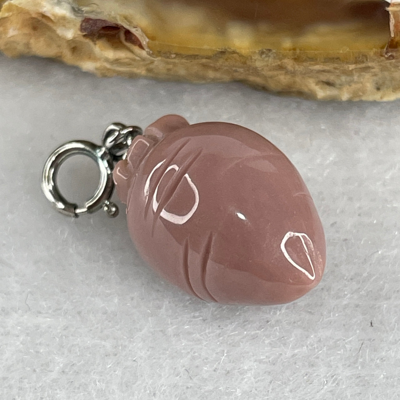Natural Pink Gobi Agate Carrot Charm 2.28g 16.0 by 10.7mm - Huangs Jadeite and Jewelry Pte Ltd