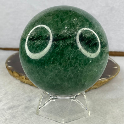 Natural Green Aventurine Quartz Sphere Ball Display with Acrylic Stand 819.8g 97.2 by 83.2mm - Huangs Jadeite and Jewelry Pte Ltd