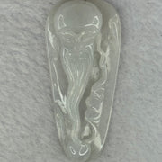 Type A Light Lavender Green Jadeite Shou Xing Gong Pendent With 18KGP Sliver Claps 24.08g 64.4 by 29.3 by 9.8mm - Huangs Jadeite and Jewelry Pte Ltd