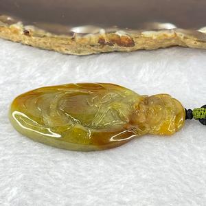 Type A Yellow Jadeite God of Fortune Cai Shen Ye Pendent 24.75g 56.9 by 32.6 by 7.0mm - Huangs Jadeite and Jewelry Pte Ltd