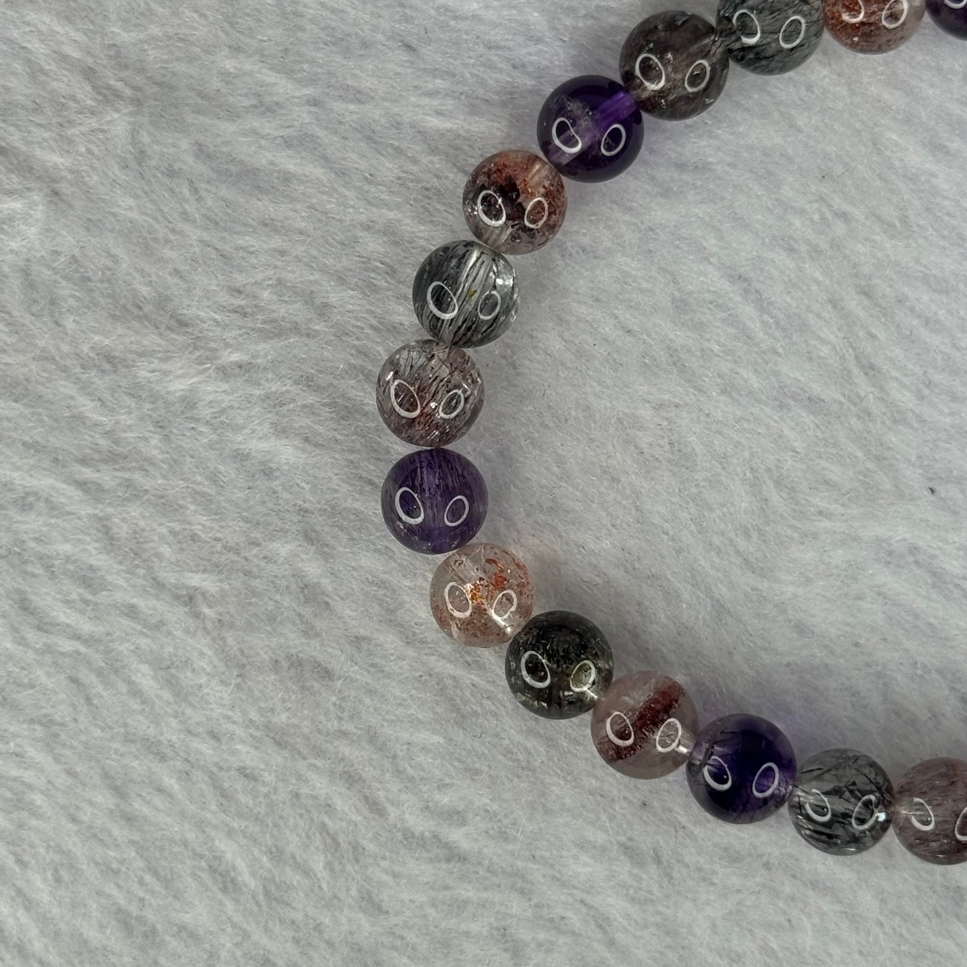 Very Good Grade Natural Transparent Bright Super 7 Beads Bracelet 非常好的等级天然透明深彩色超级七珠手链 10.84g 15cm 6.8mm 27 Beads - Huangs Jadeite and Jewelry Pte Ltd