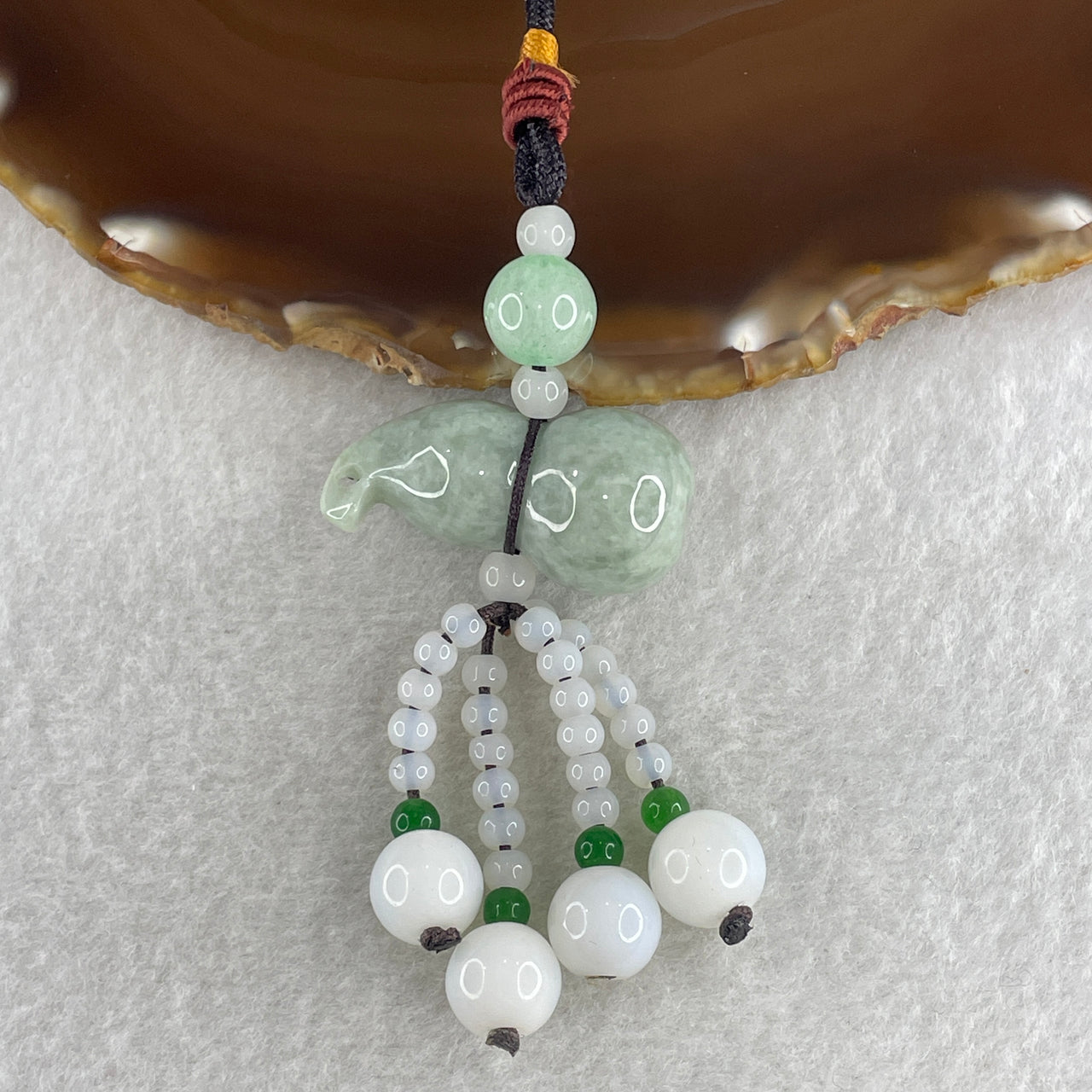 Natural Type A Green Jadeite Hulu Charm 24.96g 33.9 by 17.4mm - Huangs Jadeite and Jewelry Pte Ltd