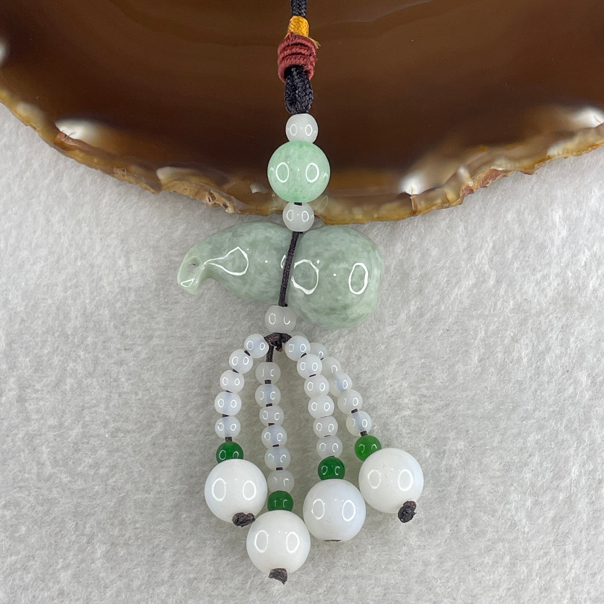 Natural Type A Green Jadeite Hulu Charm 24.96g 33.9 by 17.4mm - Huangs Jadeite and Jewelry Pte Ltd