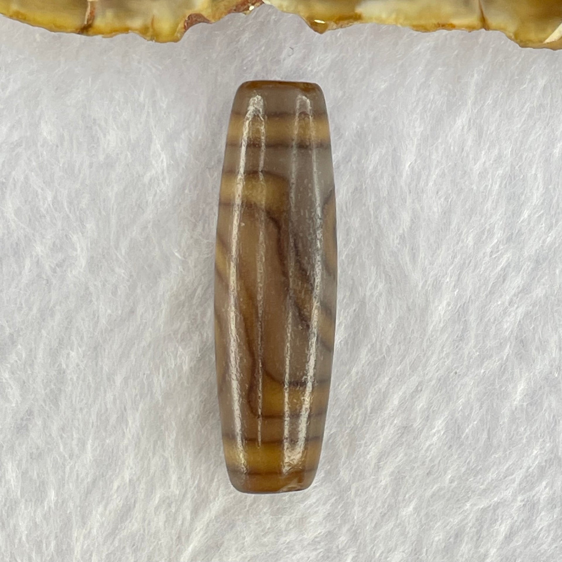 Natural Powerful Tibetan Old Oily Agate 2 Eyes Dzi Bead Heavenly Master (Tian Zhu) 二眼天诛 8.00g 38.9 by 11.6mm - Huangs Jadeite and Jewelry Pte Ltd