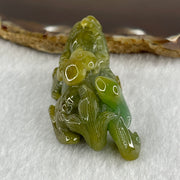 Grand Master Type A Yellow with Blueish Green Jadeite Pixiu Pendant 38.92g 50.7 by 24.3 by 24.7mm - Huangs Jadeite and Jewelry Pte Ltd