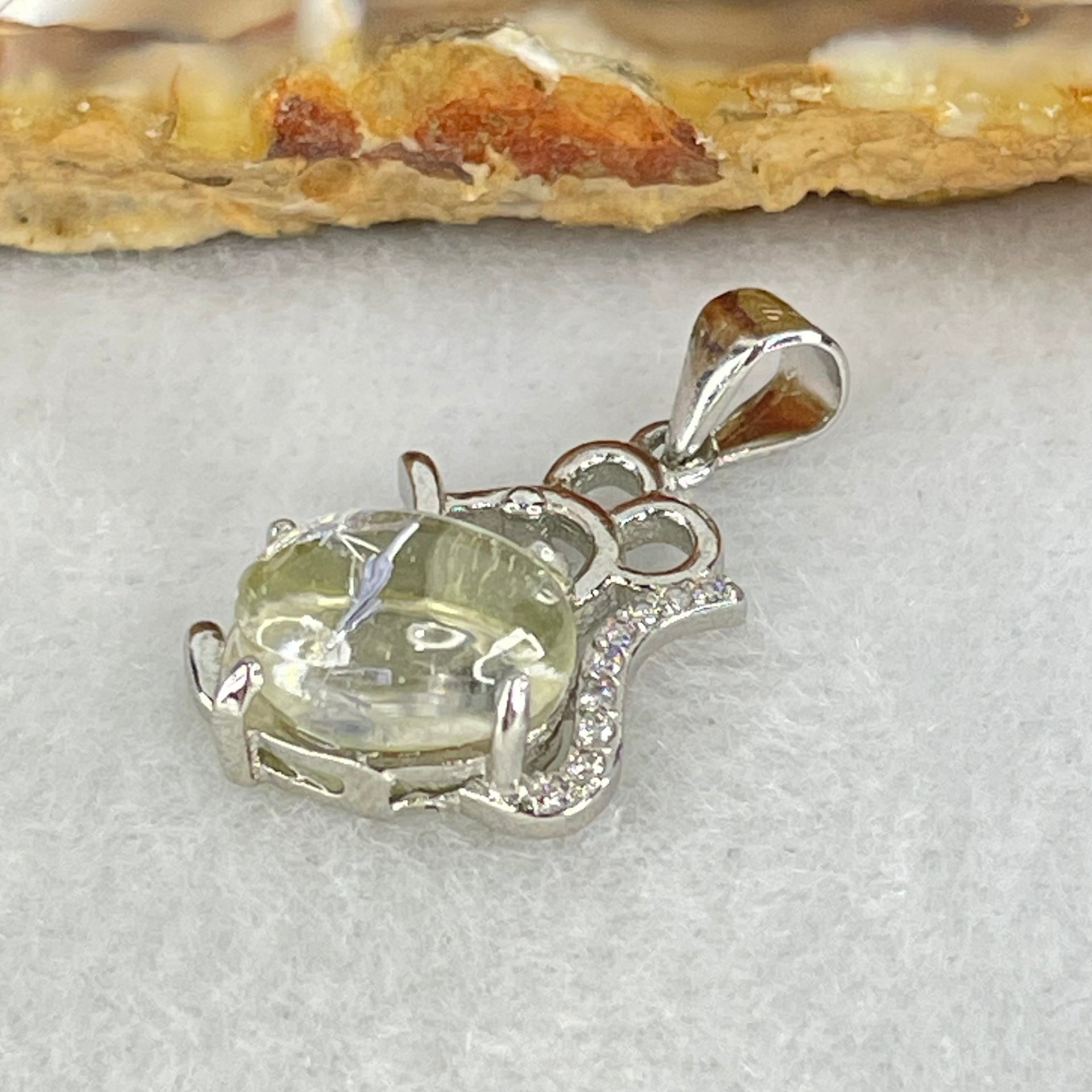 Above Average Grade Rare Natural Blue Dumortierite Rutilated Quartz in S925 Rat Pendant 1.63g 9.9 by 7.1 by 5.5mm - Huangs Jadeite and Jewelry Pte Ltd