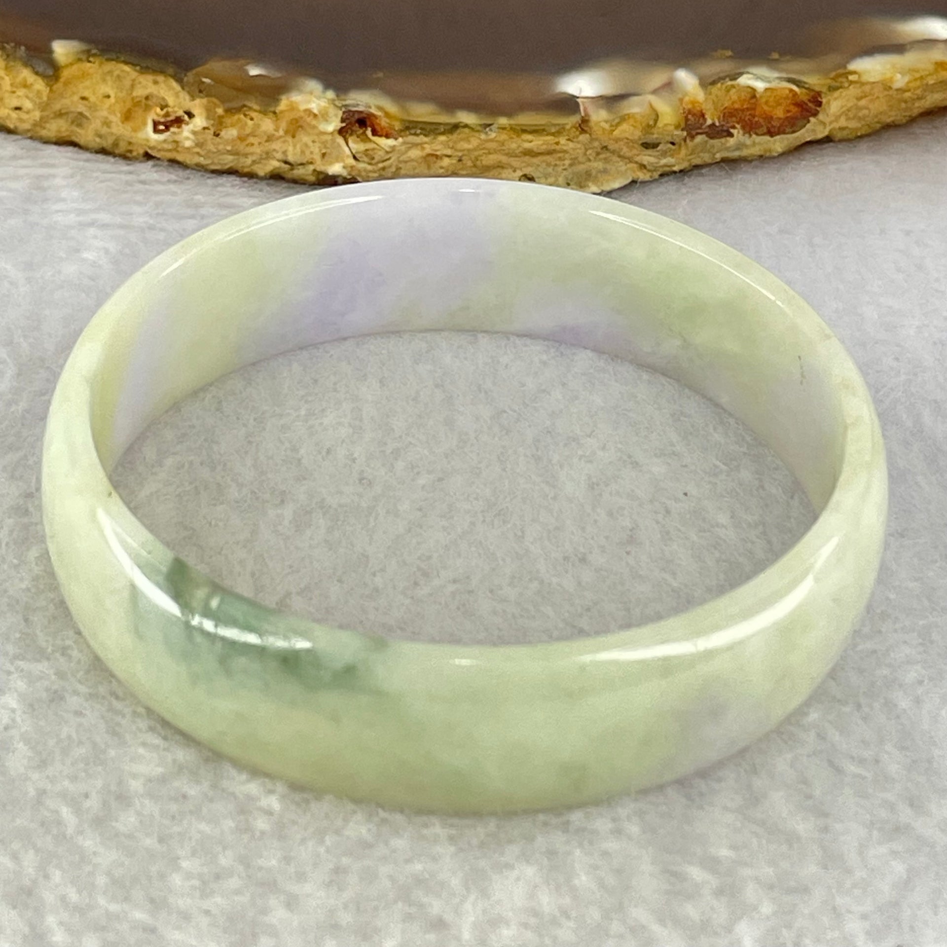 Type A Lavender and Green Jadeite Bangle Internal Diameter 52.0mm 24.79g 13.4 by 4.1mm (External Rough) - Huangs Jadeite and Jewelry Pte Ltd