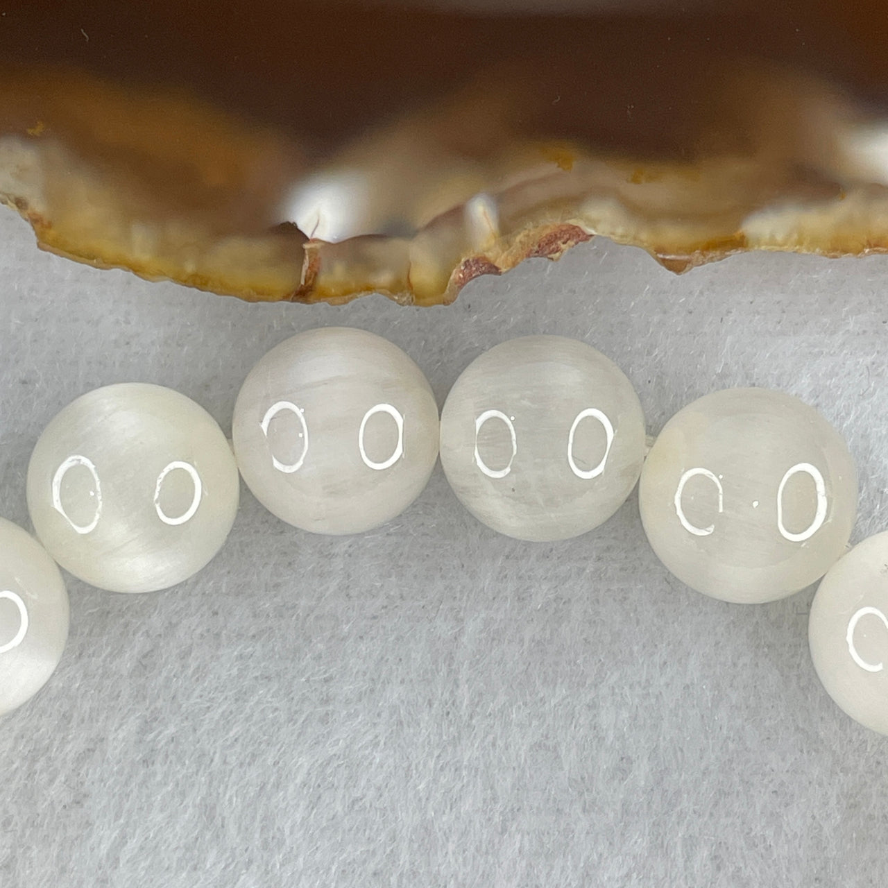 Rare Collectors Grade White Rabbit Hair Rutilated Quartz Beads Bracelet 43.07g 17cm 12.6mm 17 Beads