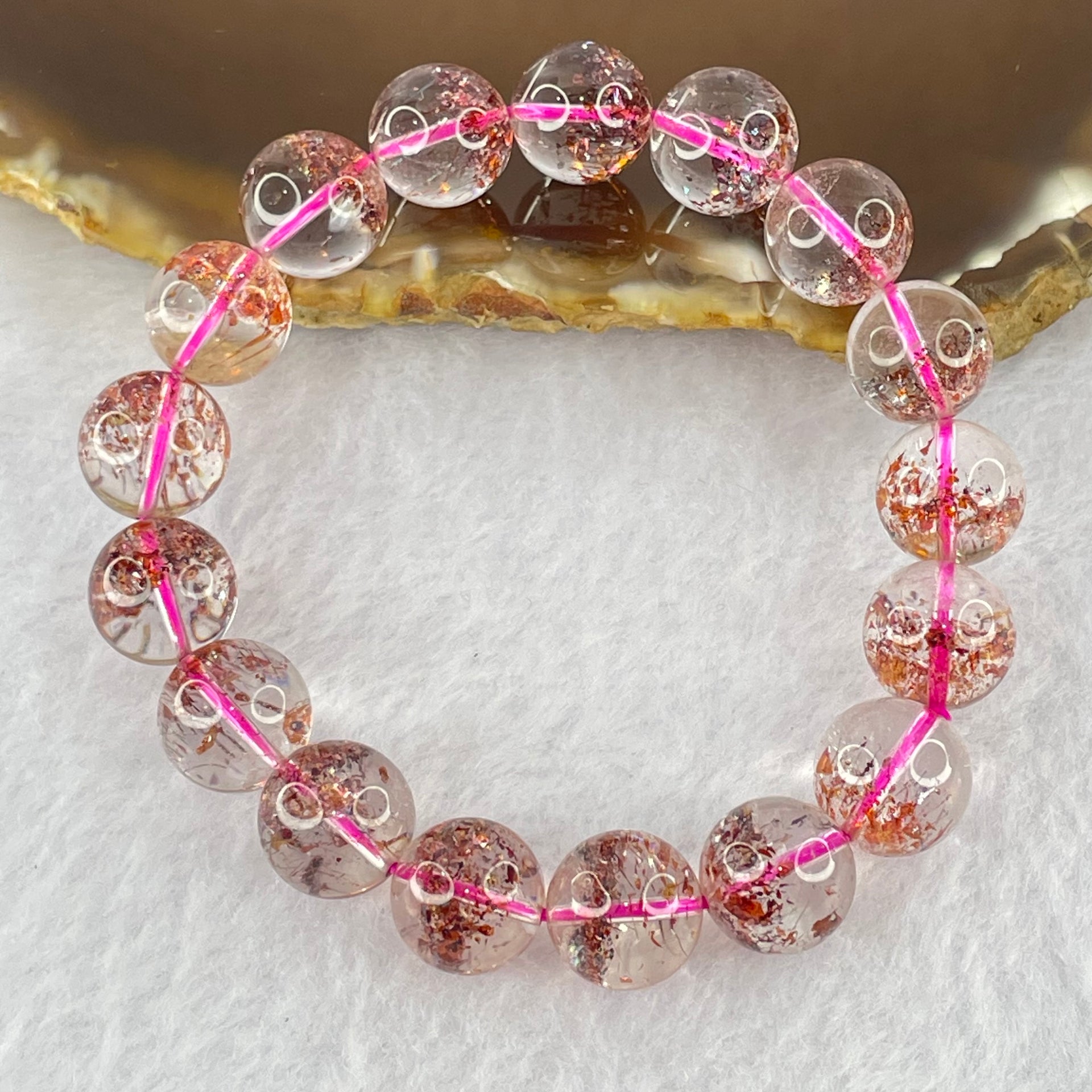 Good Grade Natural Strawberry Quartz Beads Bracelet 28.73g 15cm 10.9mm 17 Beads - Huangs Jadeite and Jewelry Pte Ltd